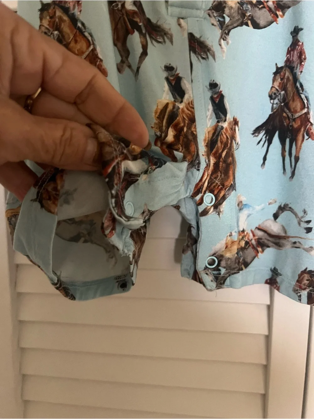 Posh Peanut Light Blue Western Rodeo Button-Front Shirt